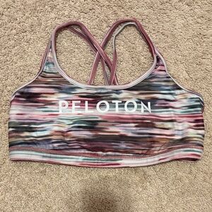 Peloton Striped Sports Bra with Pink and Brown Hues